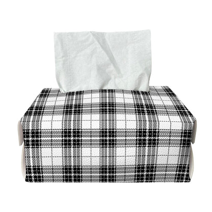 Black And White Tartan Pattern Print Rectangle Tissue Box Cover