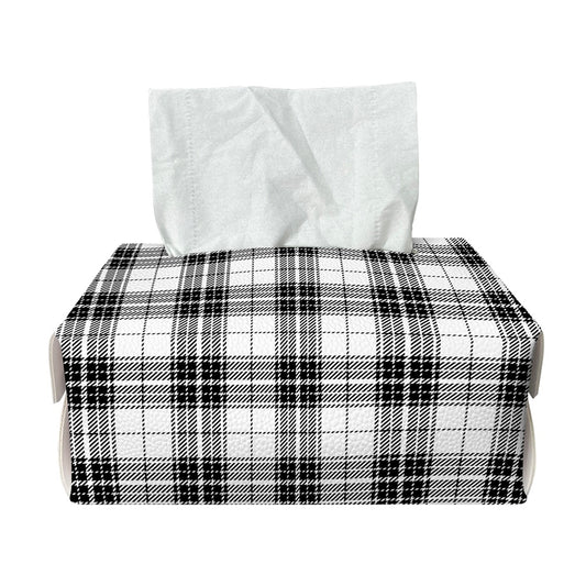 Black And White Tartan Pattern Print Rectangle Tissue Box Cover