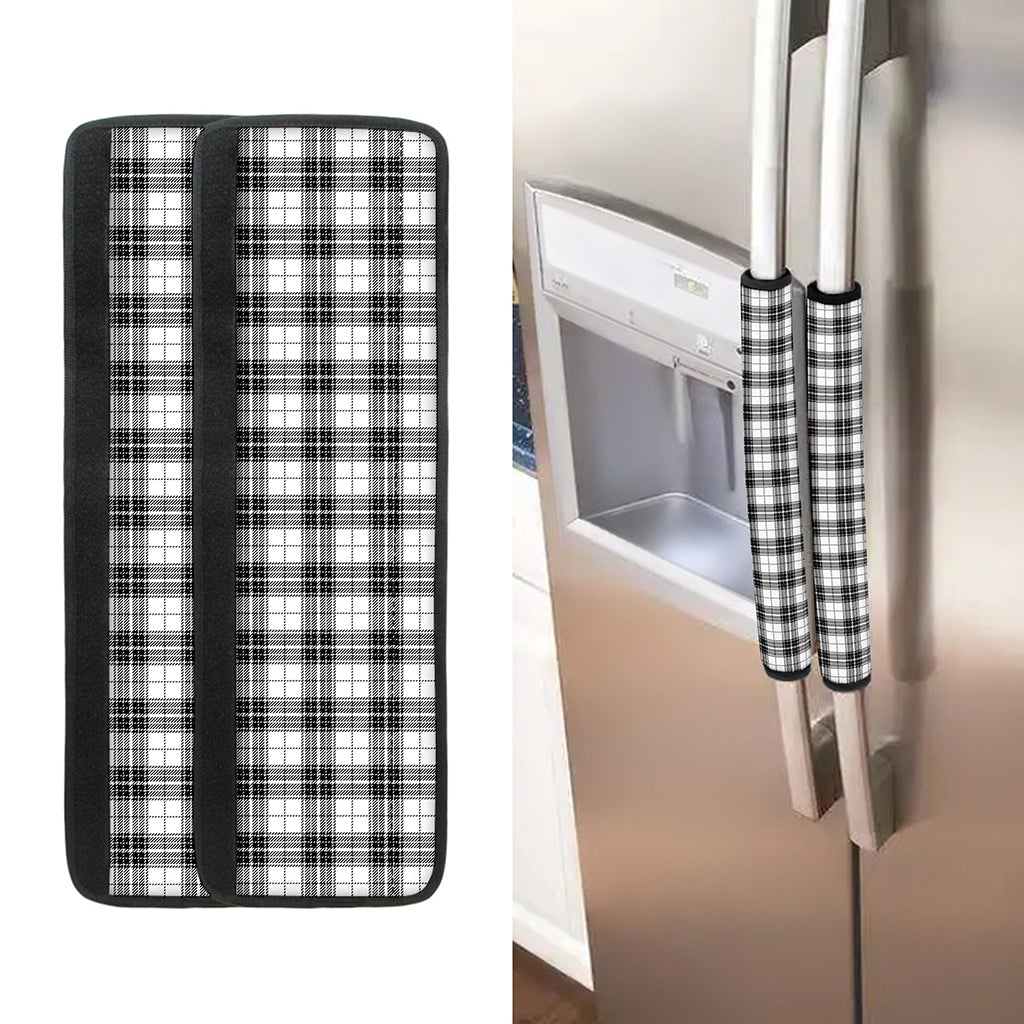 Black And White Tartan Pattern Print Refrigerator Handle Covers