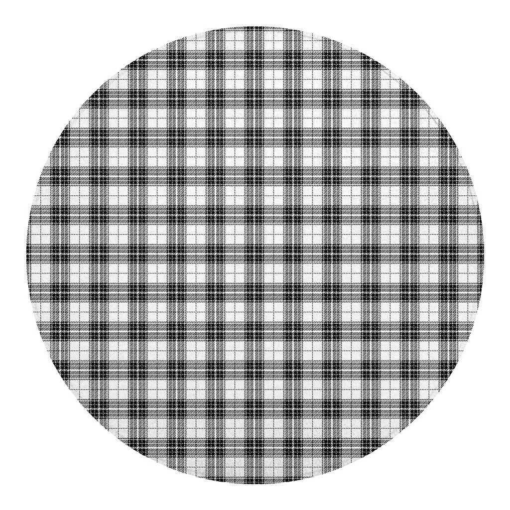 Black And White Tartan Pattern Print Round Blanket