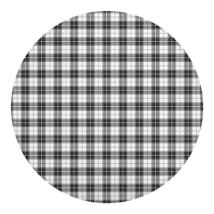Black And White Tartan Pattern Print Round Blanket
