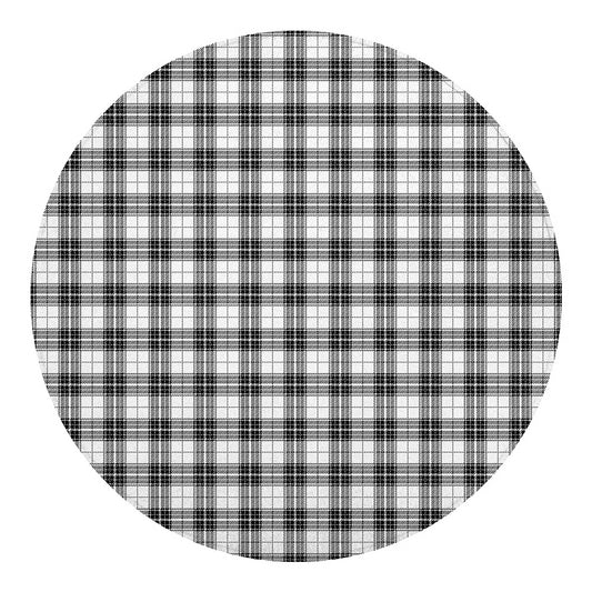 Black And White Tartan Pattern Print Round Blanket