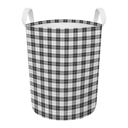 Black And White Tartan Pattern Print Round Laundry Basket