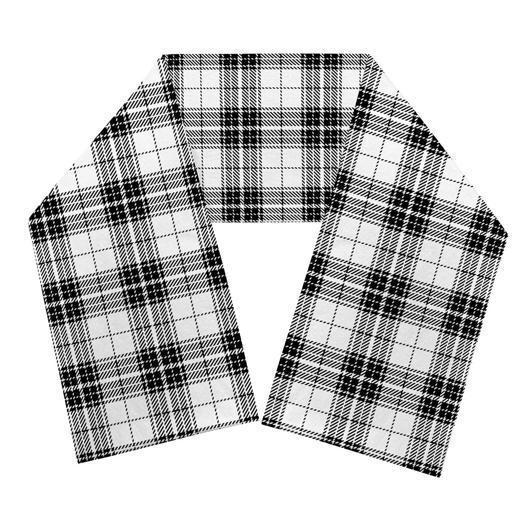 Black And White Tartan Pattern Print Scarf