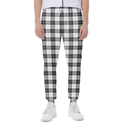 Black And White Tartan Pattern Print Scuba Joggers