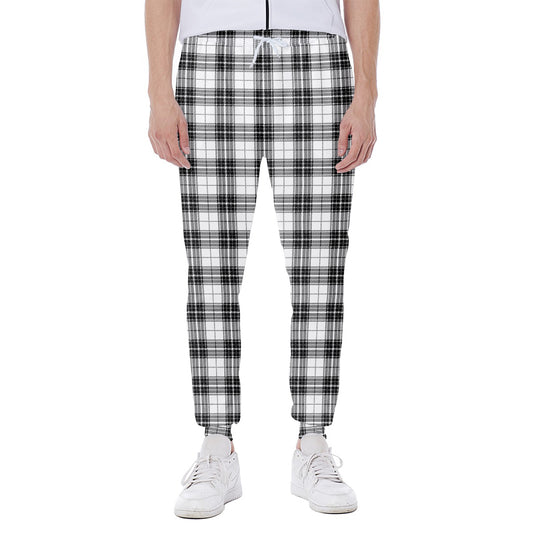 Black And White Tartan Pattern Print Scuba Joggers