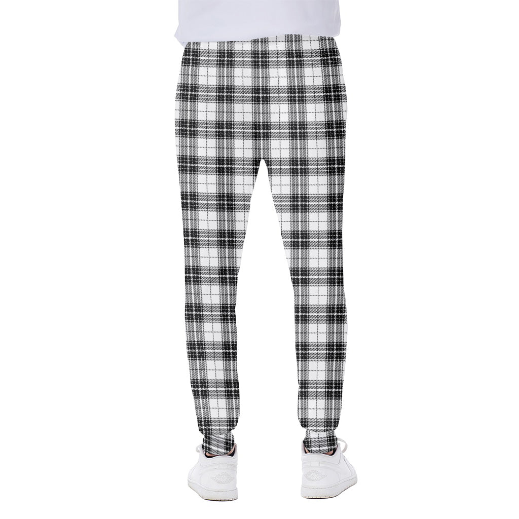 Black And White Tartan Pattern Print Scuba Joggers