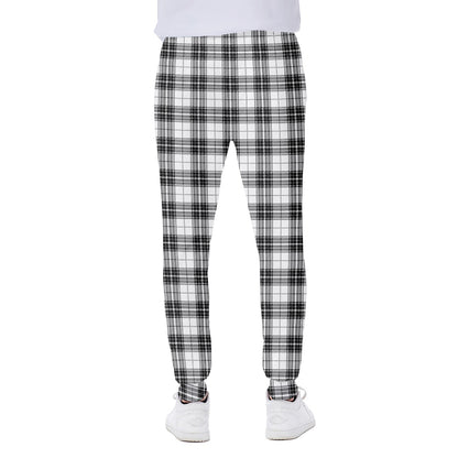 Black And White Tartan Pattern Print Scuba Joggers