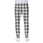 Black And White Tartan Pattern Print Scuba Joggers
