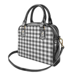 Black And White Tartan Pattern Print Shoulder Handbag