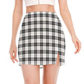 Black And White Tartan Pattern Print Side Slit Mini Skirt