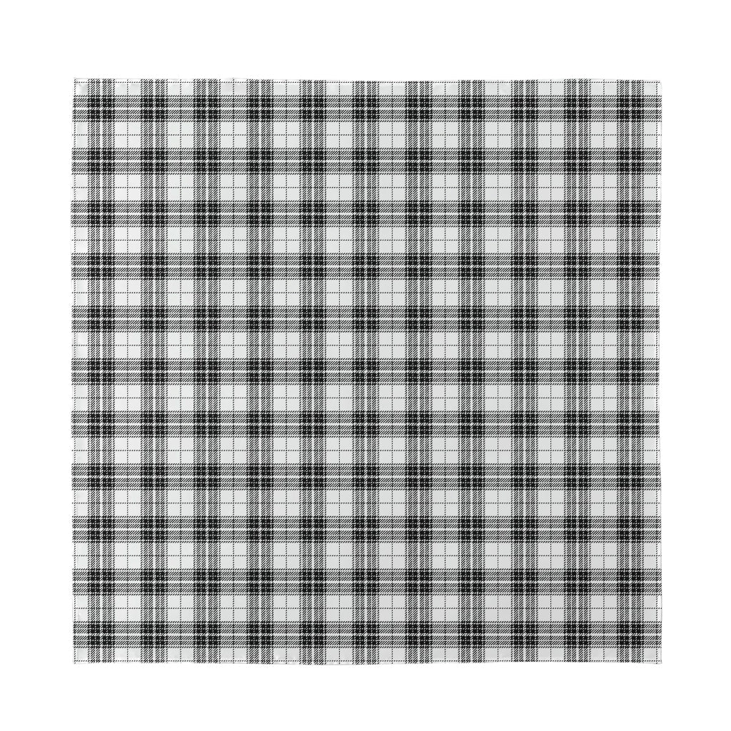 Black And White Tartan Pattern Print Silk Bandana