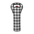 Black And White Tartan Pattern Print Single Neoprene Wine Tote