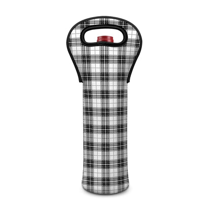 Black And White Tartan Pattern Print Single Neoprene Wine Tote