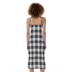 Black And White Tartan Pattern Print Slim Fit Midi Cami Dress