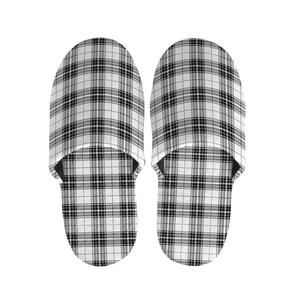 Black And White Tartan Pattern Print Slippers