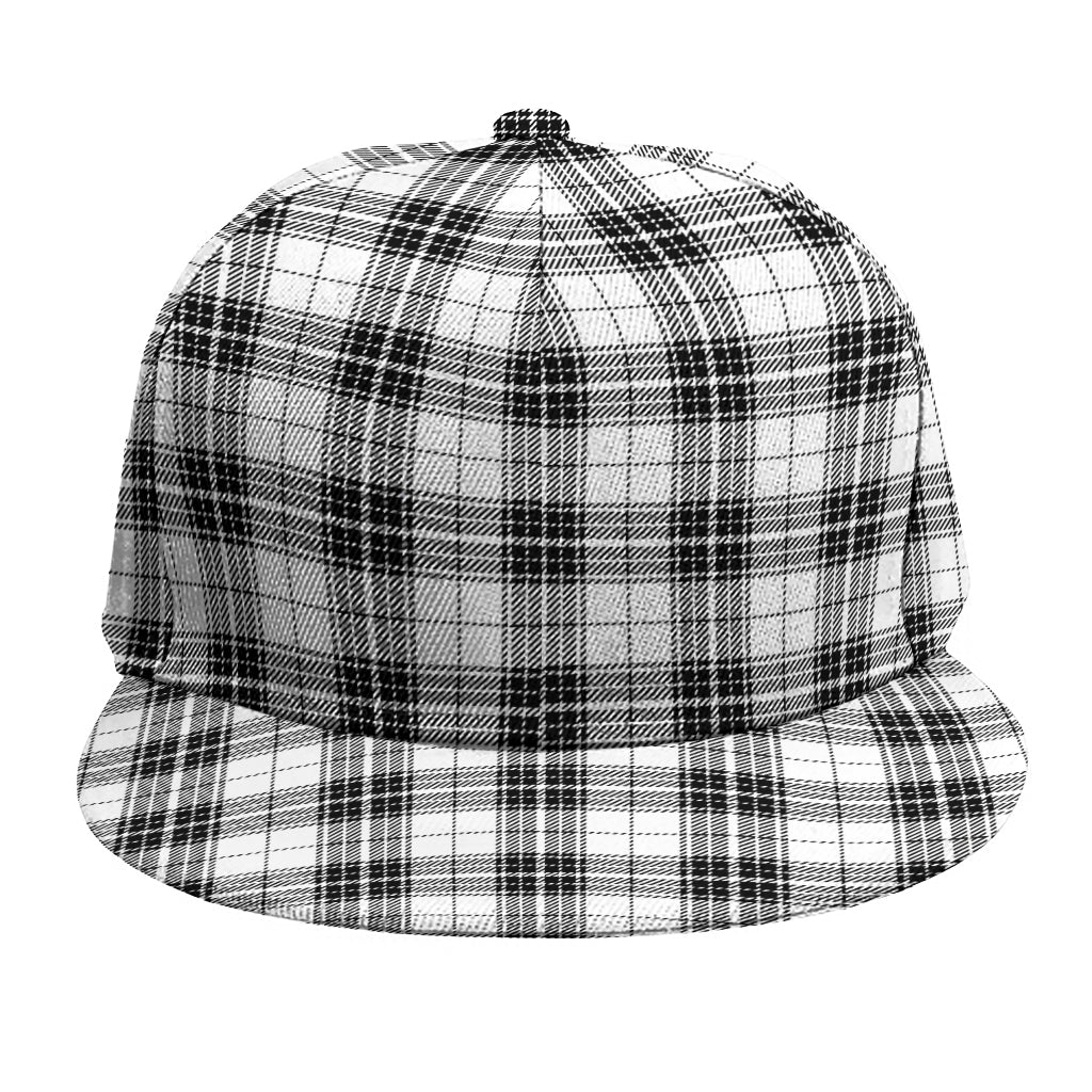 Black And White Tartan Pattern Print Snapback Cap