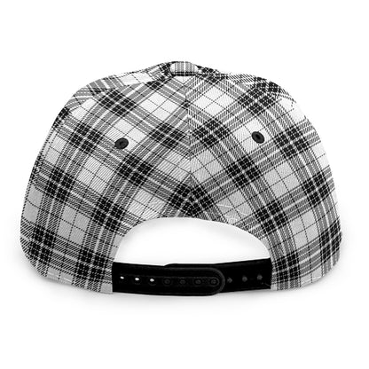 Black And White Tartan Pattern Print Snapback Cap