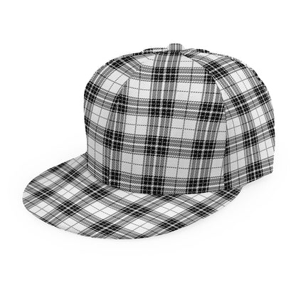 Black And White Tartan Pattern Print Snapback Cap