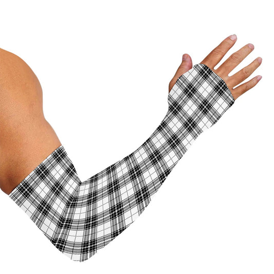 Black And White Tartan Pattern Print Sun Protection Arm Sleeves