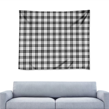 Black And White Tartan Pattern Print Tapestry