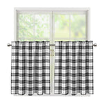 Black And White Tartan Pattern Print Tier Curtains