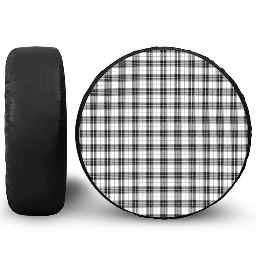 Black And White Tartan Pattern Print Tire Cover