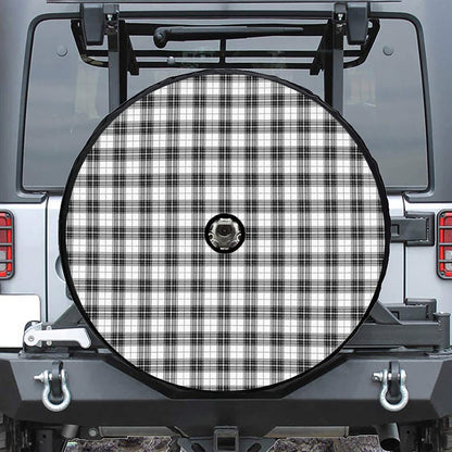 Black And White Tartan Pattern Print Tire Cover With Camera Hole