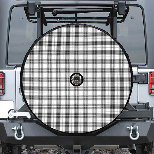 Black And White Tartan Pattern Print Tire Cover With Camera Hole