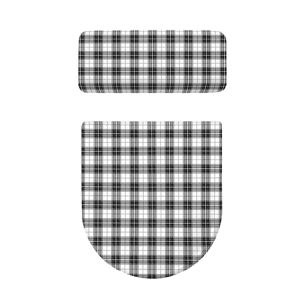 Black And White Tartan Pattern Print Toilet Lid And Tank Cover Set