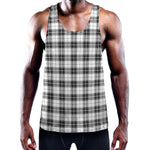 Black And White Tartan Pattern Print Training Tank Top