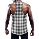 Black And White Tartan Pattern Print Training Tank Top