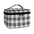 Black And White Tartan Pattern Print Travel Makeup Bag
