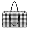 Black And White Tartan Pattern Print Utility Tote Bag