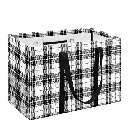 Black And White Tartan Pattern Print Utility Tote Bag