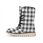 Black And White Tartan Pattern Print Winter Boots