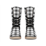 Black And White Tartan Pattern Print Winter Boots