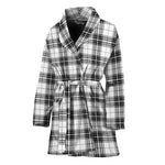 Black And White Tartan Pattern Print Women's Bathrobe