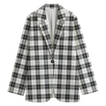 Black And White Tartan Pattern Print Women's Blazer