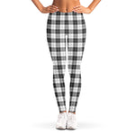 Black And White Tartan Pattern Print Women's Leggings