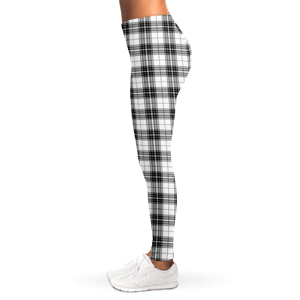 Black And White Tartan Pattern Print Women's Leggings