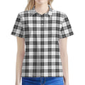 Black And White Tartan Pattern Print Women's Polo Shirt