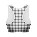 Black And White Tartan Pattern Print Women's Sports Bra