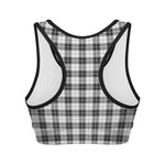 Black And White Tartan Pattern Print Women's Sports Bra