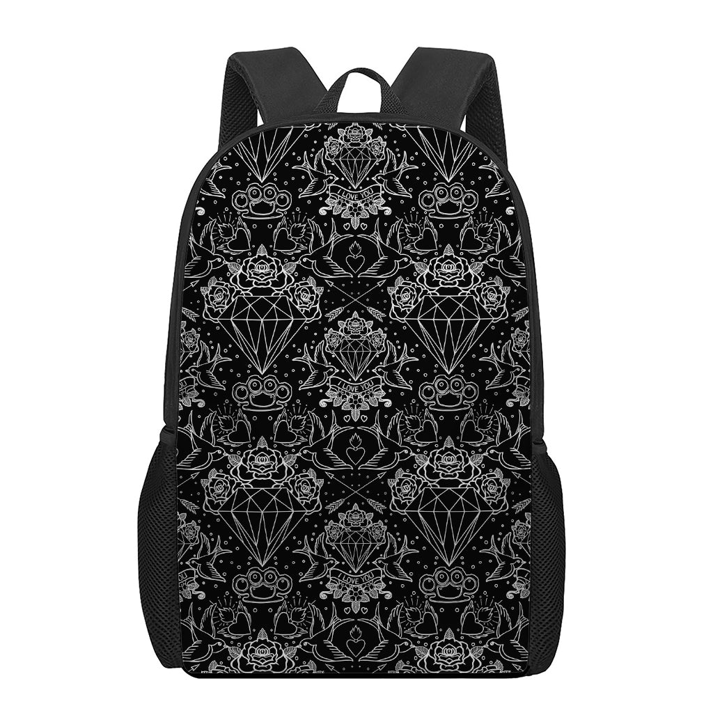 Black And White Tattoo Print 17 Inch Backpack