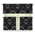 Black And White Tattoo Print 3 Piece Kitchen Curtains