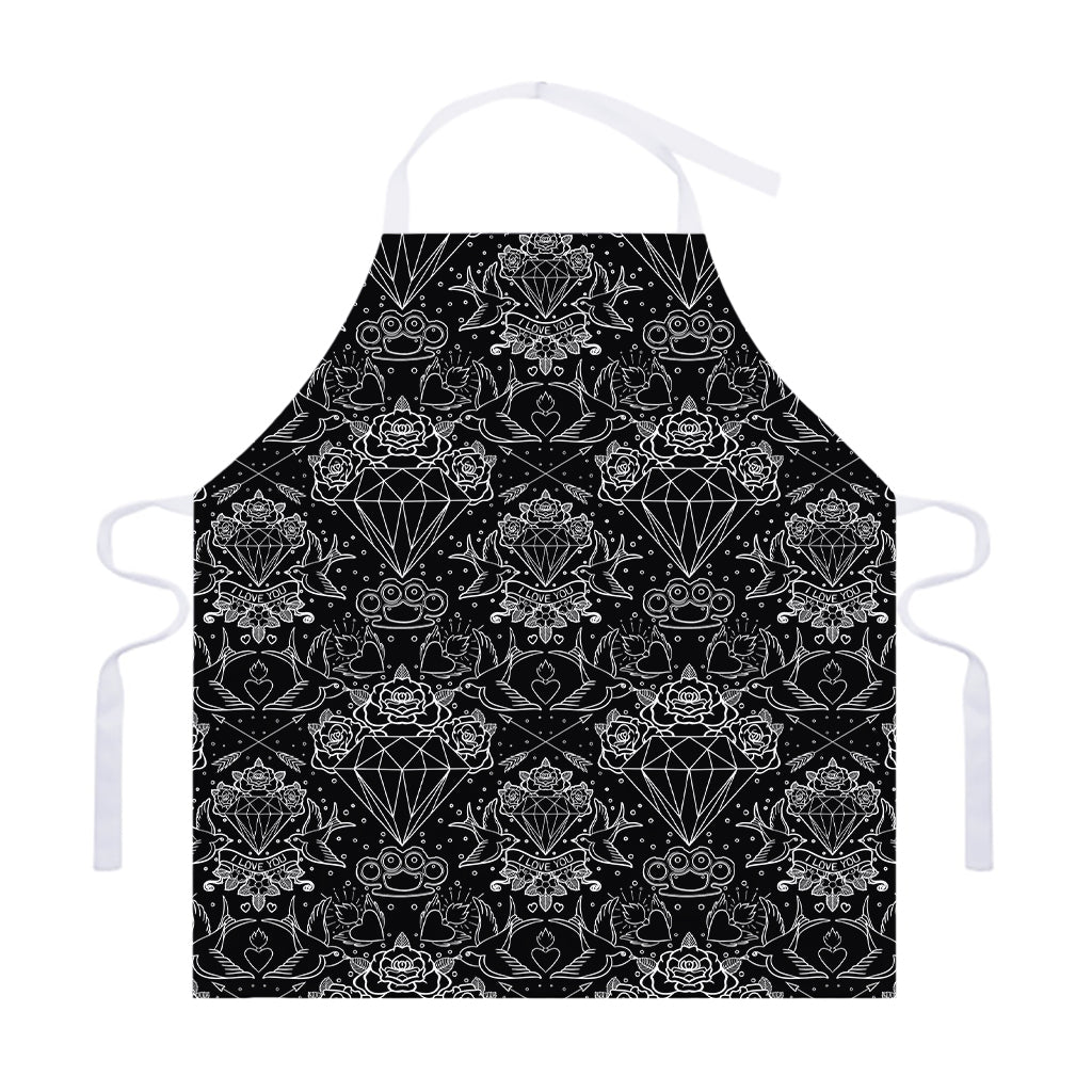 Black And White Tattoo Print Adjustable Apron