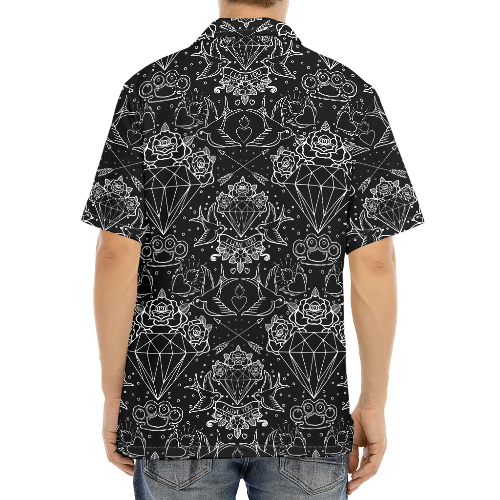 Black And White Tattoo Print Aloha Shirt