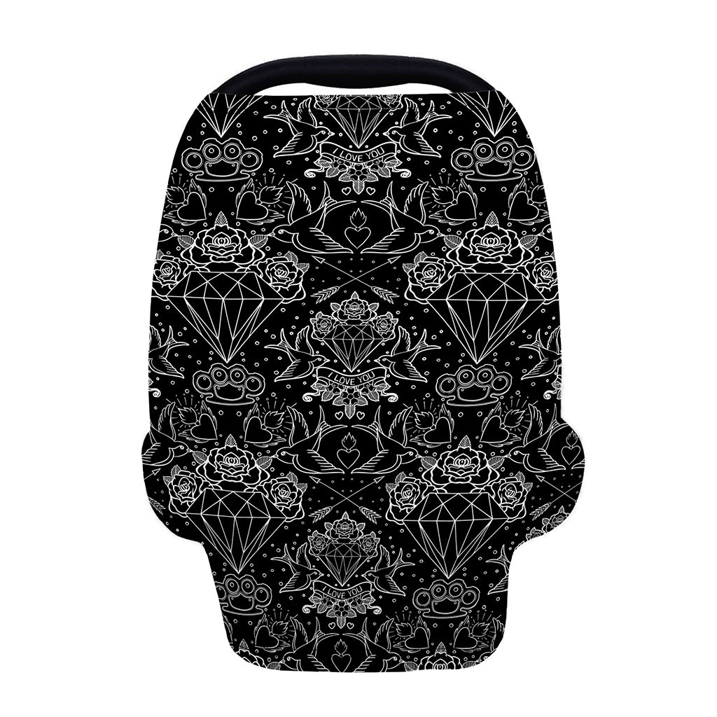 Black And White Tattoo Print Baby Seat Cover