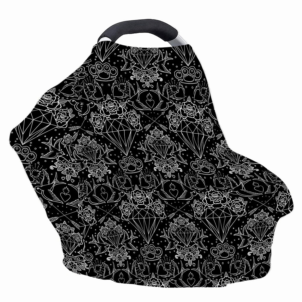 Black And White Tattoo Print Baby Seat Cover